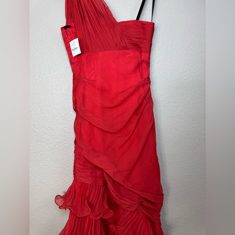 One-Shoulder Coral Ruffle Gown - Picture 13 of 14